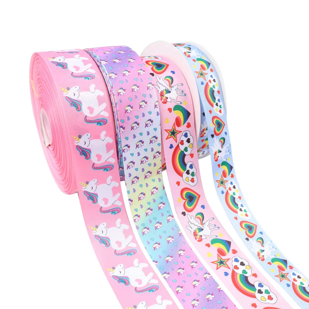 IBOWS 5 ярдов " 50 мм мультяшная лента единорог Радуга лошадь напечатанная корсажная лента для бант для волос Сделай Сам ремесла материал подарок Вырубка