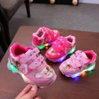 Детские кроссовки Disney для девочек, уличная светящаяся обувь на плоской подошве с подсветкой, принцесса Анна, Эльза, Холодное сердце, светодиодная Светильник
