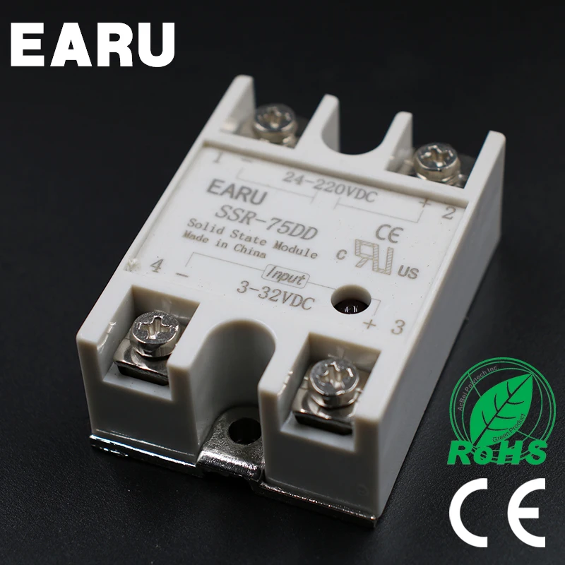 

1 pcs Solid State Relay SSR-75DD 75A 3-32V DC Input TO 24-220V DC SSR 75DD SSR-75 DD Industry Control Factory Wholesale Hot