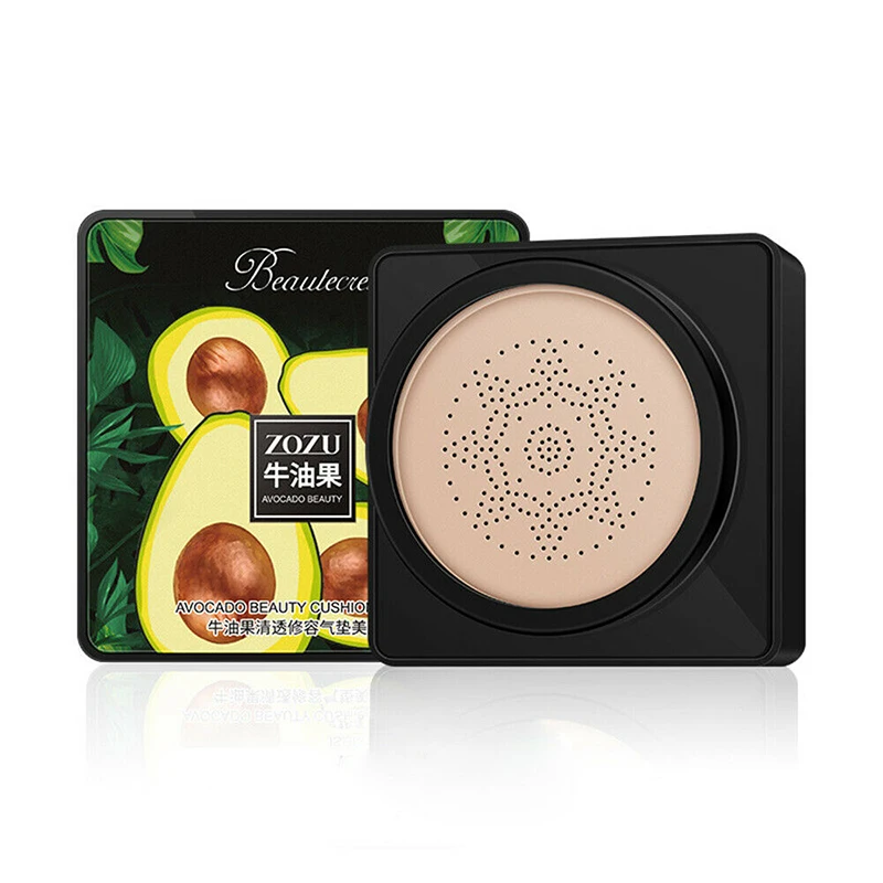 

Avocado Air Cushion BB Cream With Mushroom Puff Sponge Face Makeup Blackheads Acne Fine Lines Conceals Long Lasting