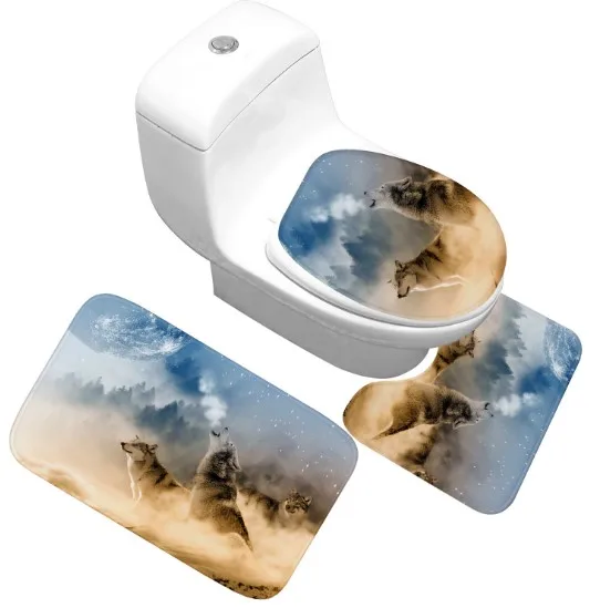 CAMMITEVER 3 шт. Набор ковриков для унитаза с волком набор нескользящий коврик рыбками