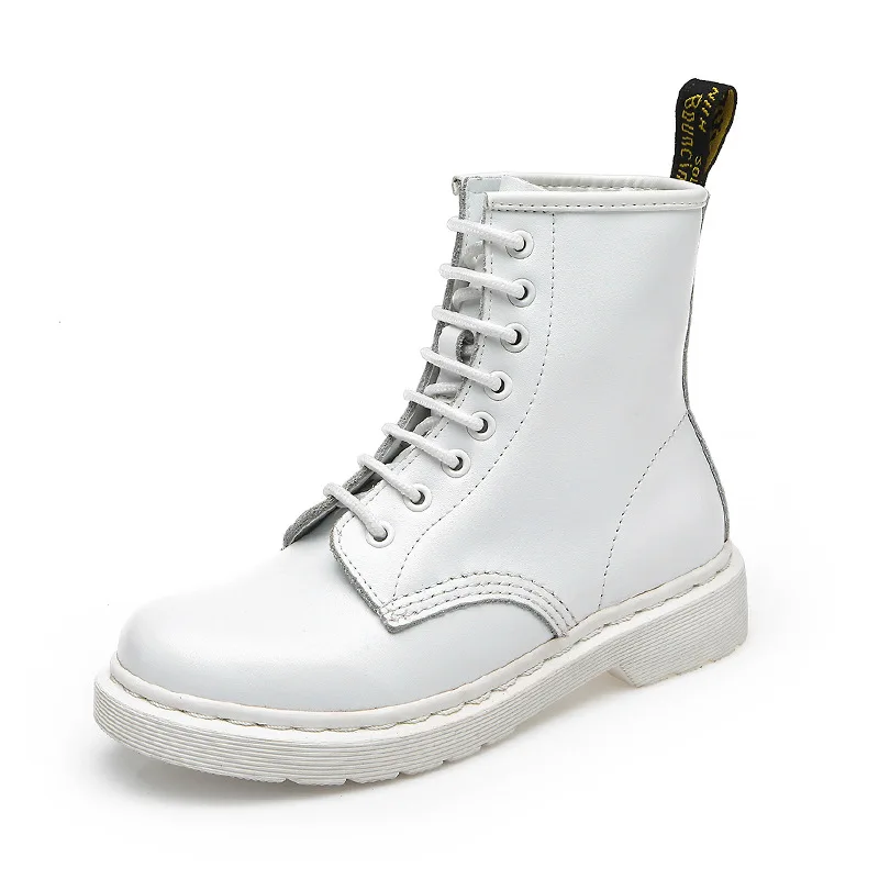 

Martin boots women's British 8-hole leather Martin shoes black high top short boots low heel flat bottomed medium boots
