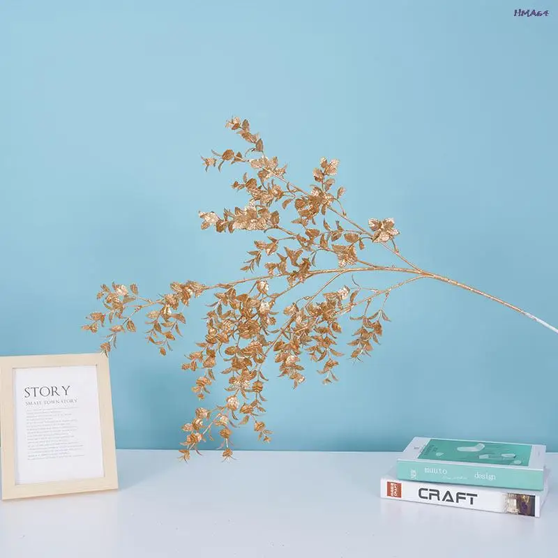 

Golden Artificial Plants Maple Leaf Christmas Decor Home Living Room Desk Decoration Party Wedding Holiday Flower Arrangement