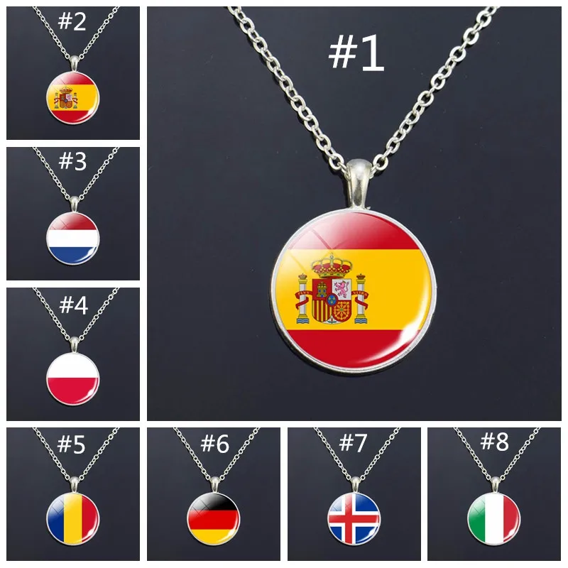Europe National Flag Long Necklace France Italy Spain Poland Netherlands Ireland Country Glass Cabochon Jewelry | Украшения и