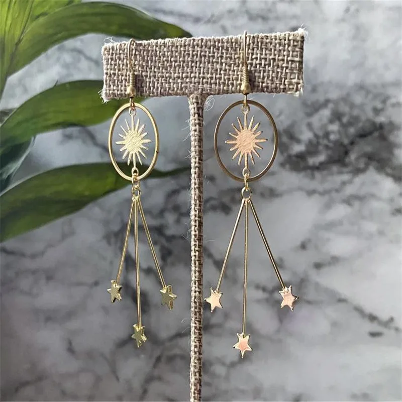 

Sun & Stars Gold Celestial Earrings