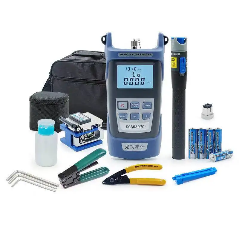 

12pcs Fiber optic tool kit FC-6S Fiber Cleaver Optical Power Meter 5KM Visual Fault Locator with Stripping Pliers FTTH