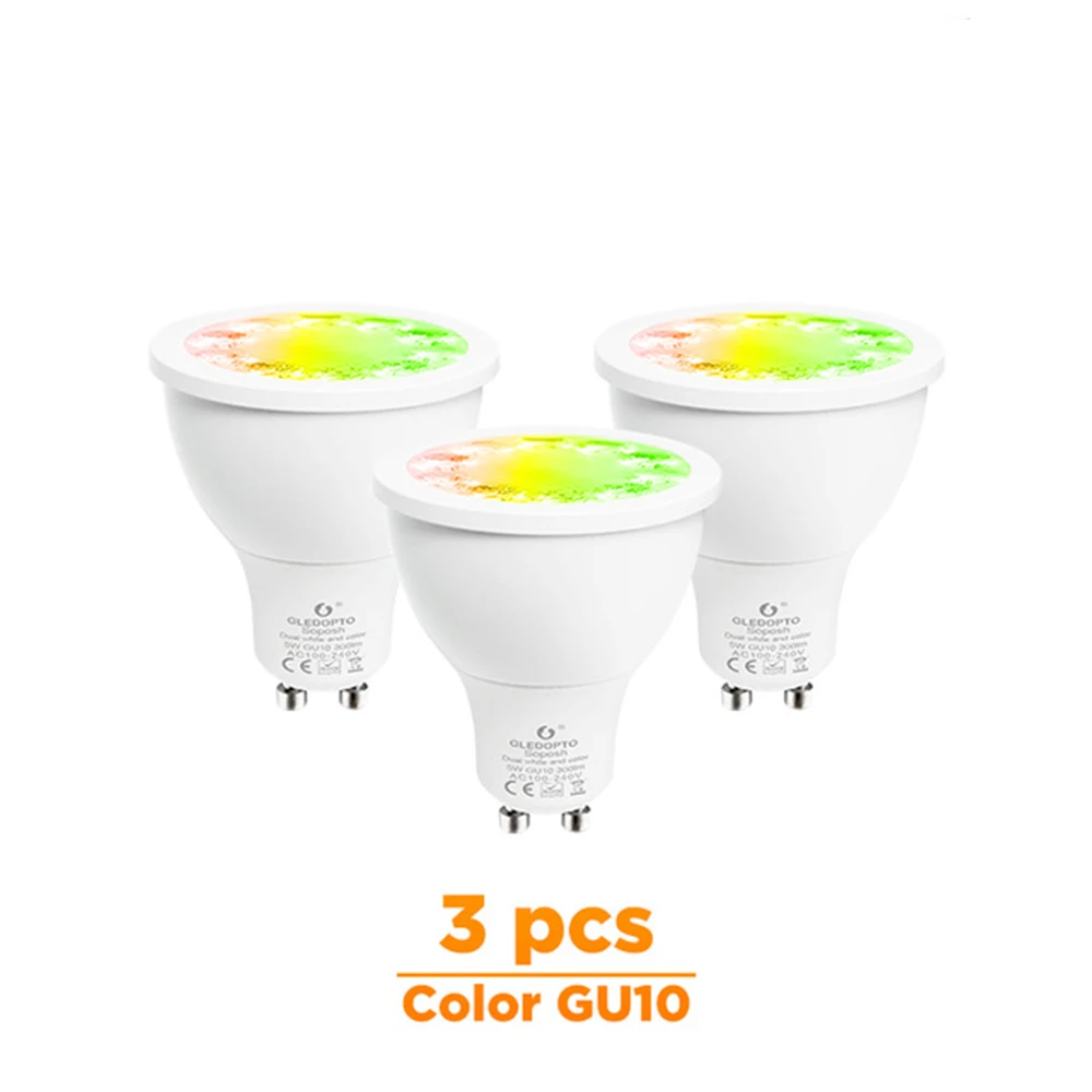 ZIGBEE умный дом светодиодный gu10 лампа RGB+ CCT изменение цвета 5 Вт умный Светодиодный прожектор AC100-240V светодиодный двойной белый свет работа с echo plus - Испускаемый цвет: 3 Pcs Color Gu10