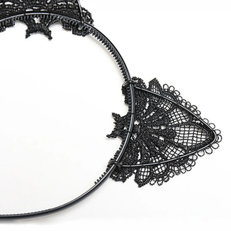 Женская Кружевная повязка на голову с кошачьими ушками |