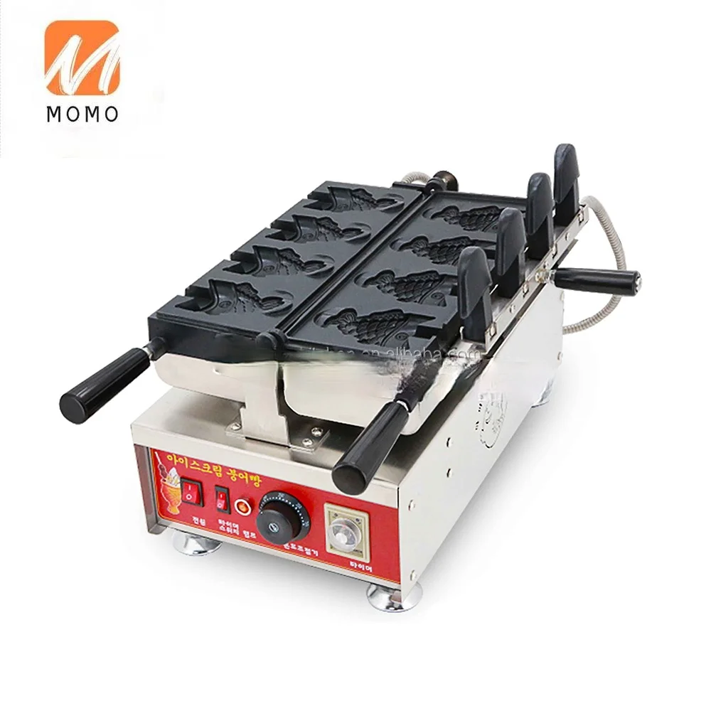 

Commercial Electric open mouth Ice cream taiyaki popular fish waffle maker snack machine