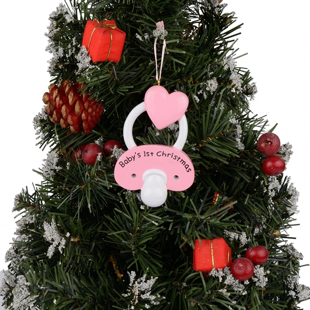 

Maxora Baby's 1st Christmas Personalized Christmas Ornaments Blue Boy Pink Girl Infant Pacifier Used For Baby's Birthday Gift