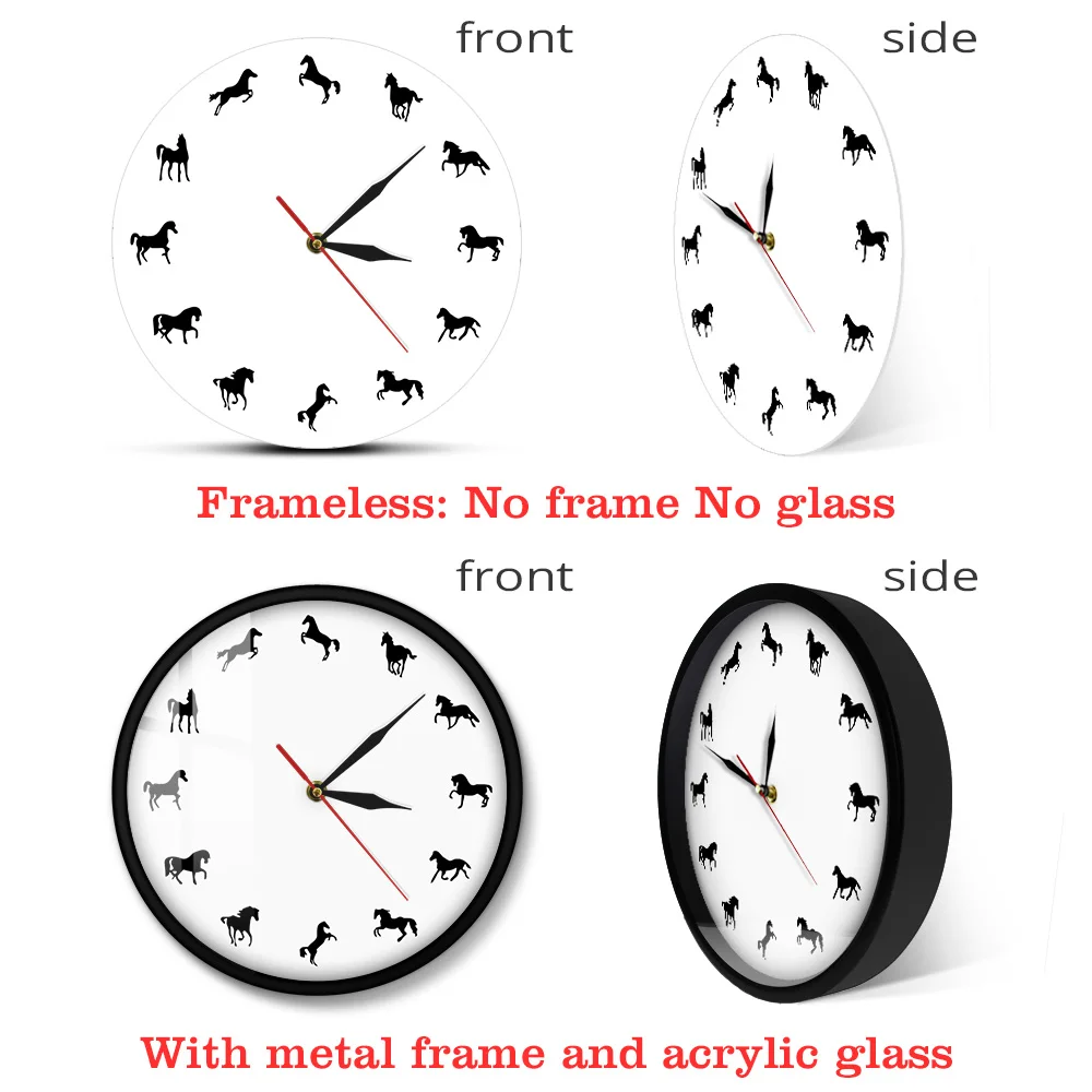 Конский силуэт настенные часы конский тренировочный минималистичный дизайн