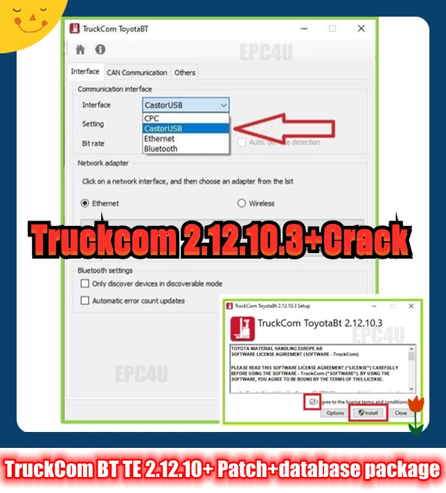 TruckCom BT TE 2.12.10.3 + напильники для трещин toyota |