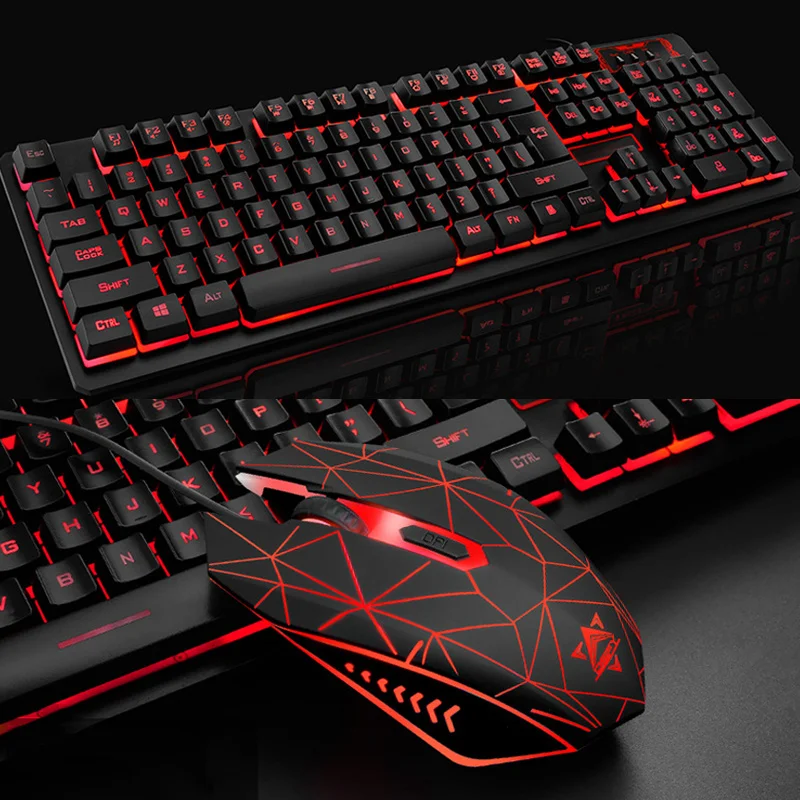 Игровая клавиатура мышь гарнитура коврик для мыши 1600DPI водонепроницаемая