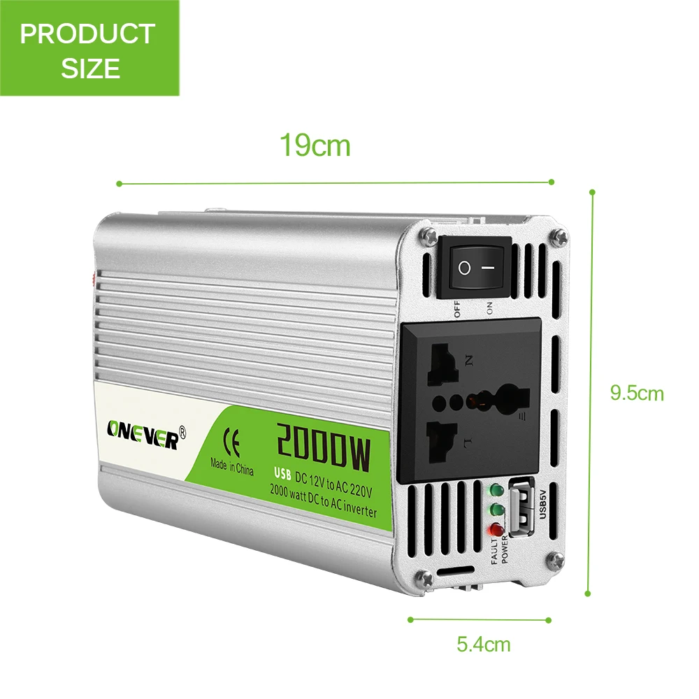 

USB charge 2000W Watt DC 12V to AC 220V Portable Car Power Inverter Charger Converter Adapter DC 12 to AC 220 Modified Sine Wave