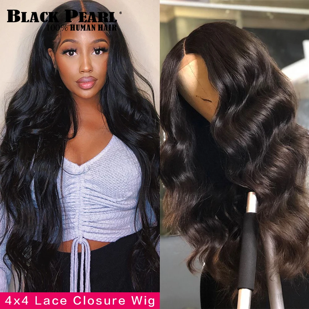 Черный жемчужный объемный волнистый парик с кружевной передней частью 360