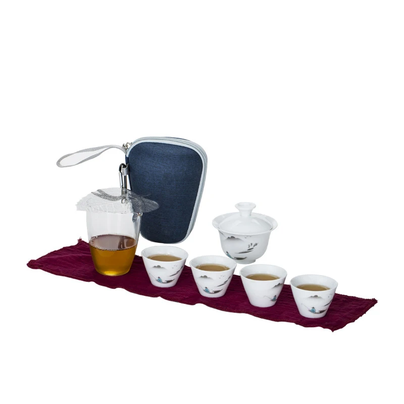 

Ceramic Teapot One Pot Five Cup Outdoor Travel Kung Fu Teapot Tote Bag Travel Cup Set Tcup Kung Fu Tea Set Chinese Tea Set