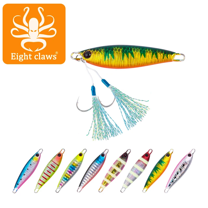 

EIGHT CLAWS 20g Lead Metal Spoon Casting Jigging Lure Double Hooks Sea Bass Fishin Artificial Bait Tackle