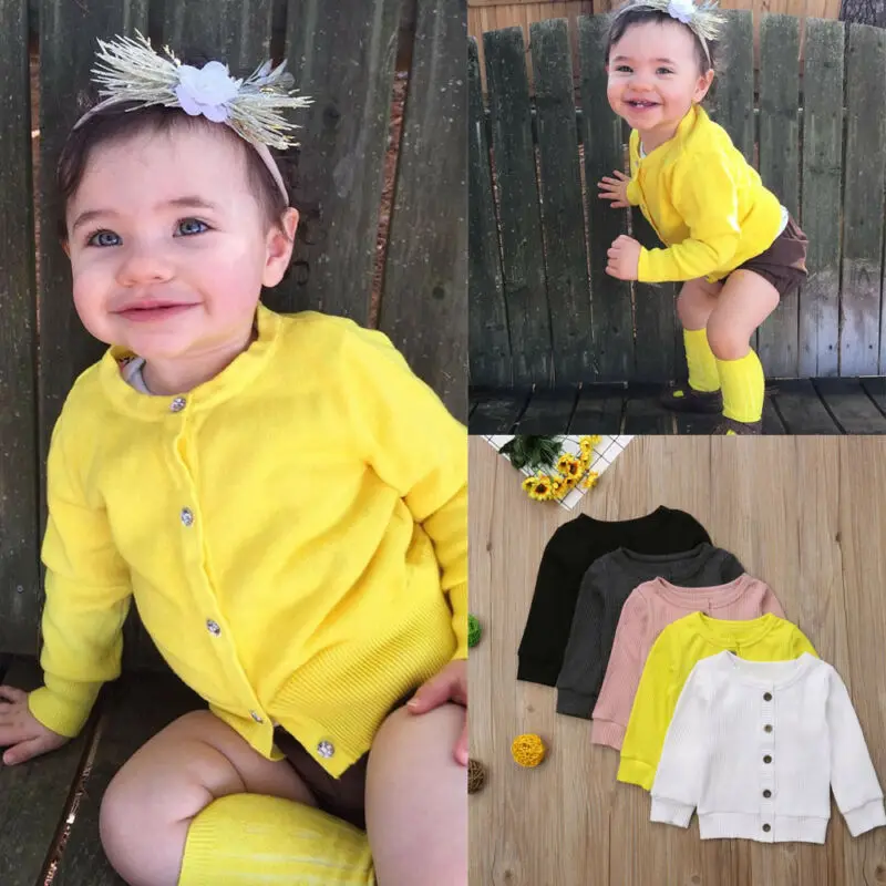 Милая одежда для маленьких девочек вязаный свитер кардиган пальто топы 0 24