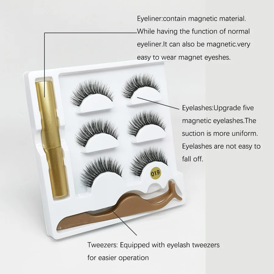 Набор из 5 магнитных ресниц жидкая подводка для глаз и магнитные накладные