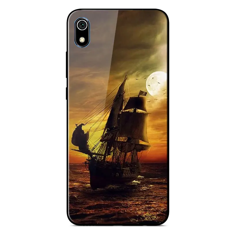

Case For RedMi 7A Mirror Painted TPU Frame Scratch resistant Tempered glass Shockproof Back Cover For RedMi 7A Phone Case 5.45"