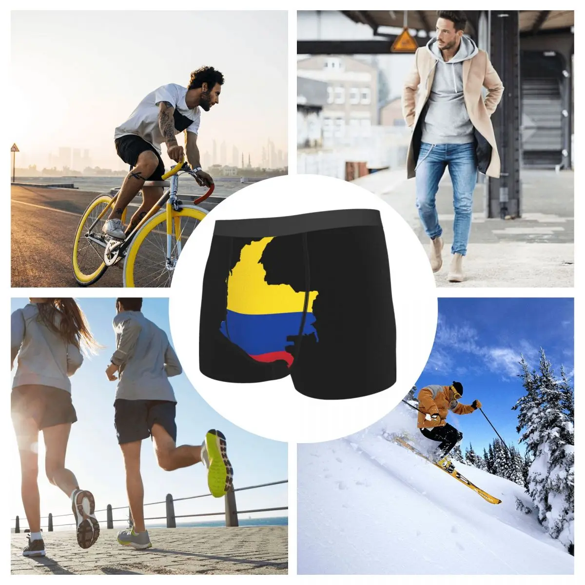 Flag Map Of Colombia (2) Men's Boxer Briefs R301 Humor Graphic Men's boxer leggings