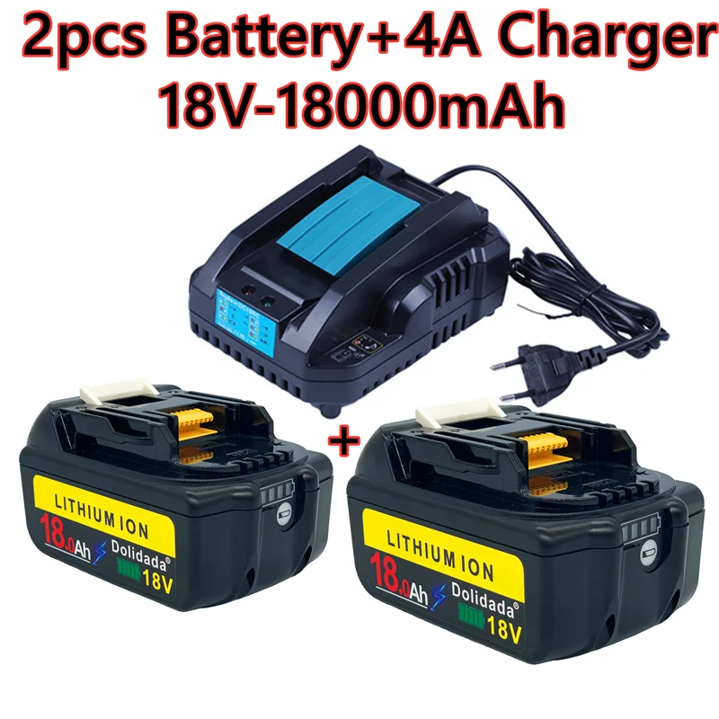 

2021 new bl1860 rechargeable battery 18V 18000mah Li ion Makita 18V battery bl1840 bl1850 bl1830 bl1860b + 4A charger