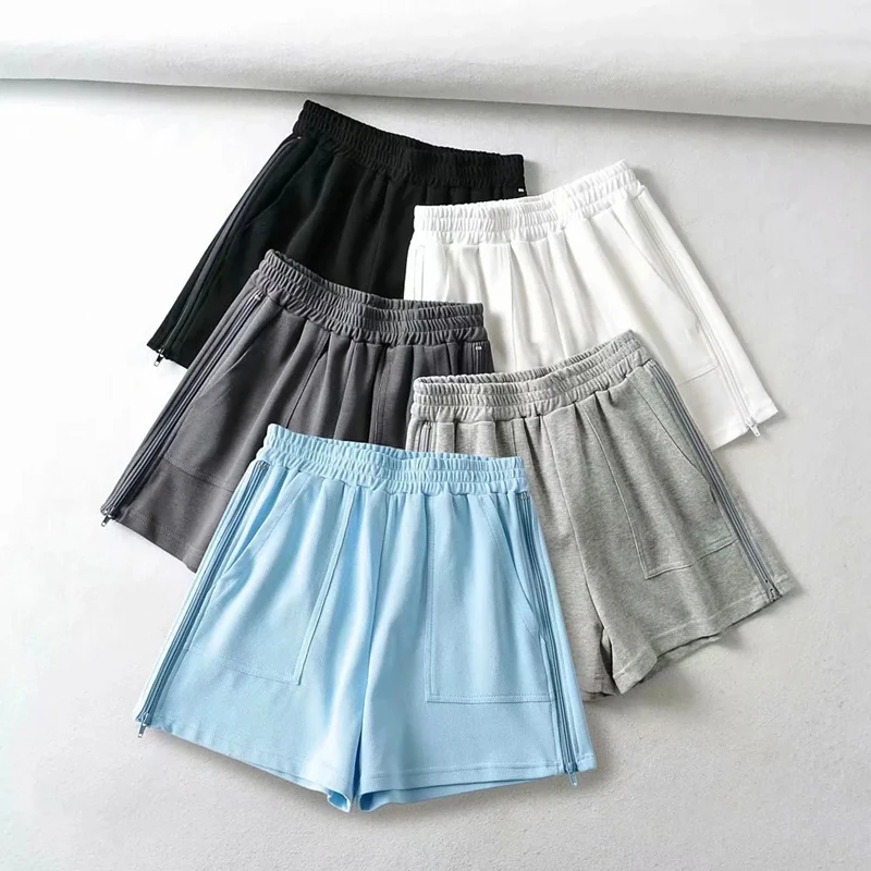 

WOMENGAGA Women Relaxed Crop T-shirt And Side Zipper Jogger Shorts Set summer casual korean Girl female tees tops JOZG