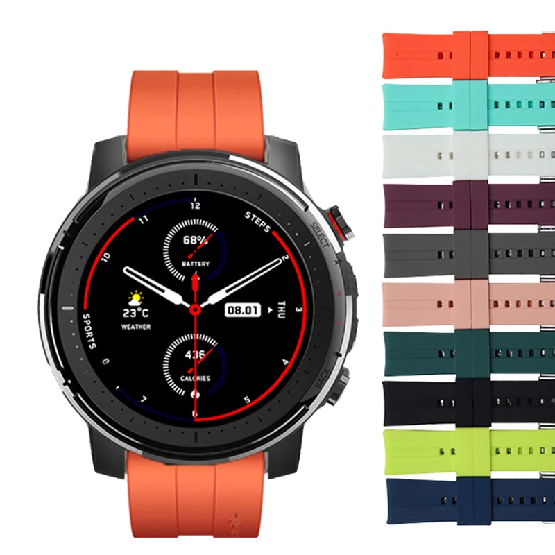 

For Huami Amazfit Stratos 3 2 2S Silicone Bracelet band 22mm Men Sport Watchband for Xiaomi Amazfit GTR 47mm / Pace Wrist Strap