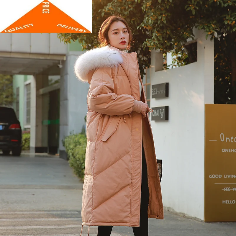 

Jacket Fashion Women's Women Winter Real Raccoon Fur Hooded Duck Coat Female Korean Long Down Parka Hiver 2092