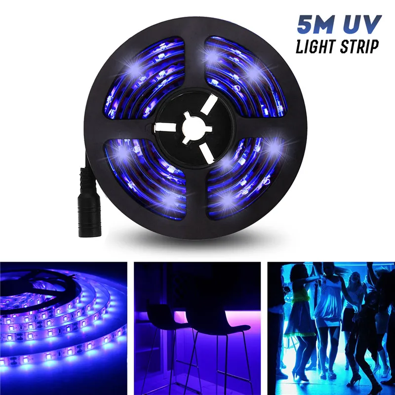 

5M UV Light Strip Flexible LED Strip Light UV Purple Light Strip LED 3528smd Waterproof IP65/Not-waterproof DC12V With DC head