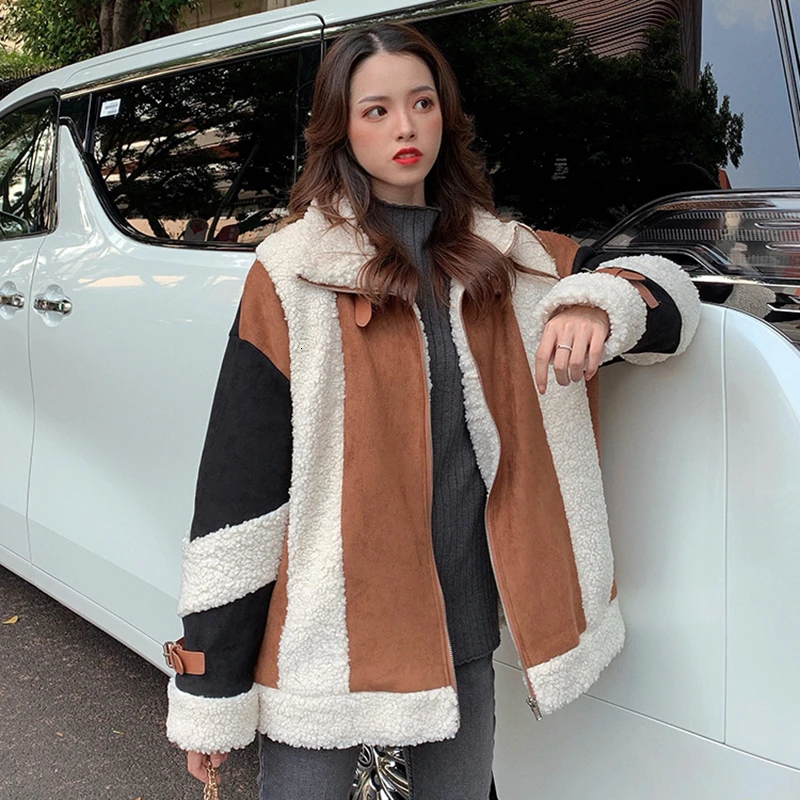 CHICEVER лоскутное хит цвет твид Женское пальто воротник с лацканами длинный рукав