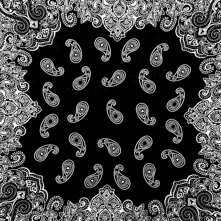 100% хлопок корейская мода Черный шейный платок с принтом пейсли головной убор