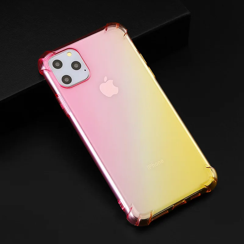 Цветной прозрачный градиентный чехол для iPhone 11 Pro Max Fundas мягкий силиконовый 6 6s 7 8