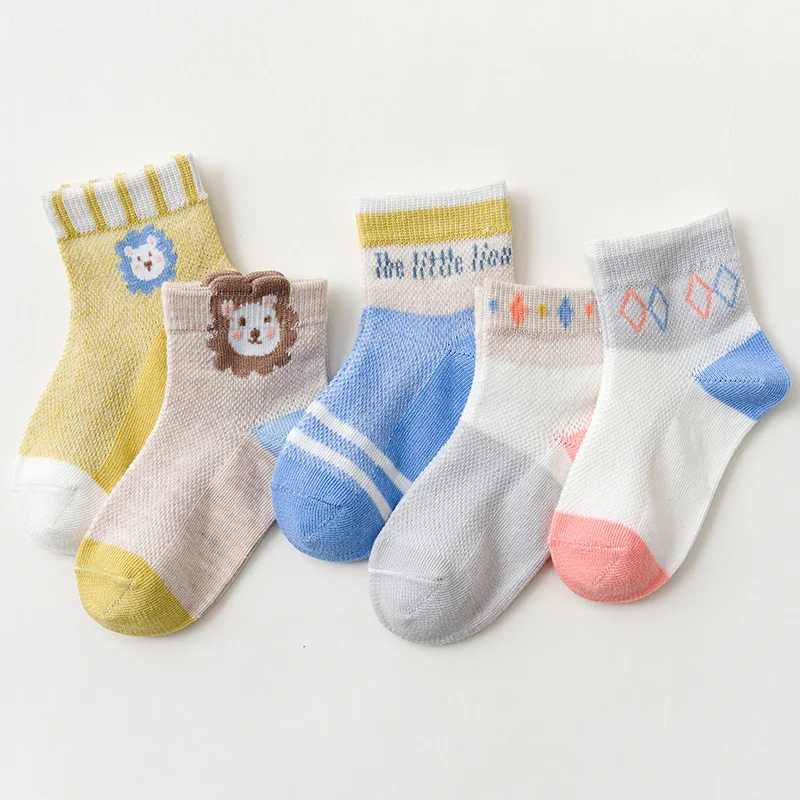 5 пар/лот Детские носки для мальчиков и девочек Сезон весна-лето Дышащие сетчатые