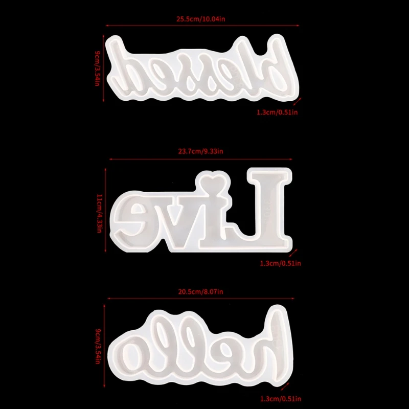 

DIY Hello Blessed Live Letter Resin Casting Molds English Letters Love Pendant Silicone Jewelry Resin Mold Craft Tools