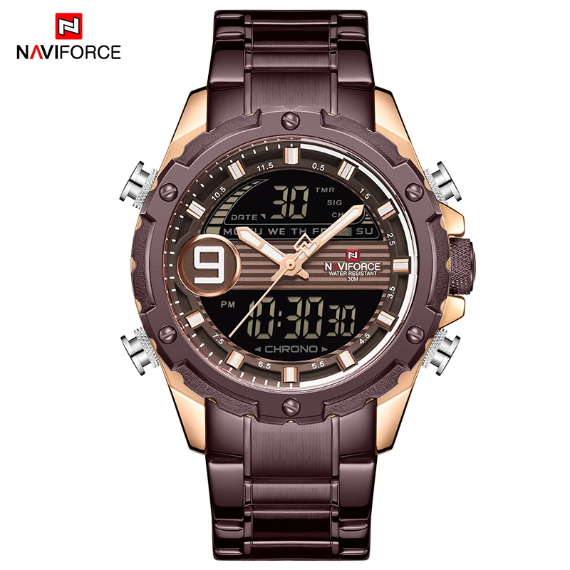 Часы наручные NAVIFORCE Мужские кварцевые роскошные Брендовые спортивные модные