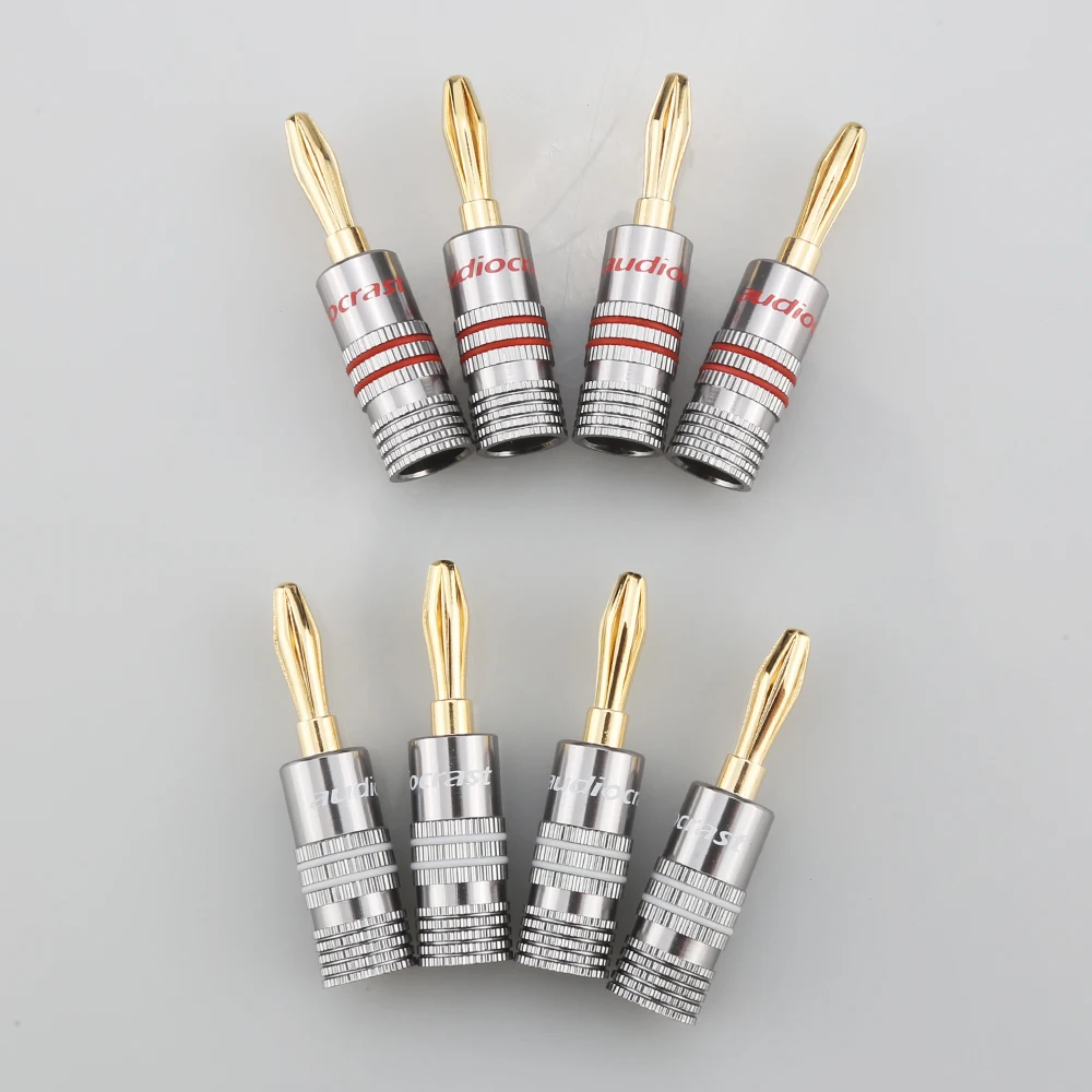 

High Quality 8PCS 24K Gold Audiocrast B840G Speaker Banana Plug Adapter Wire Connector Gold Plated