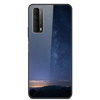 glass case for huawei p smart 2021 phone case back cover with black silicone bumper star sky pattern