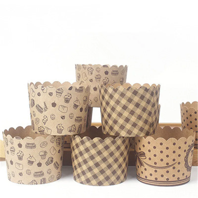 

50pcs Kraft Cupcake Paper Cups Muffin Cupcake Liner Baking Cup For Wedding Party Caissettes Cupcake Tray Kraft Cake Wrapping