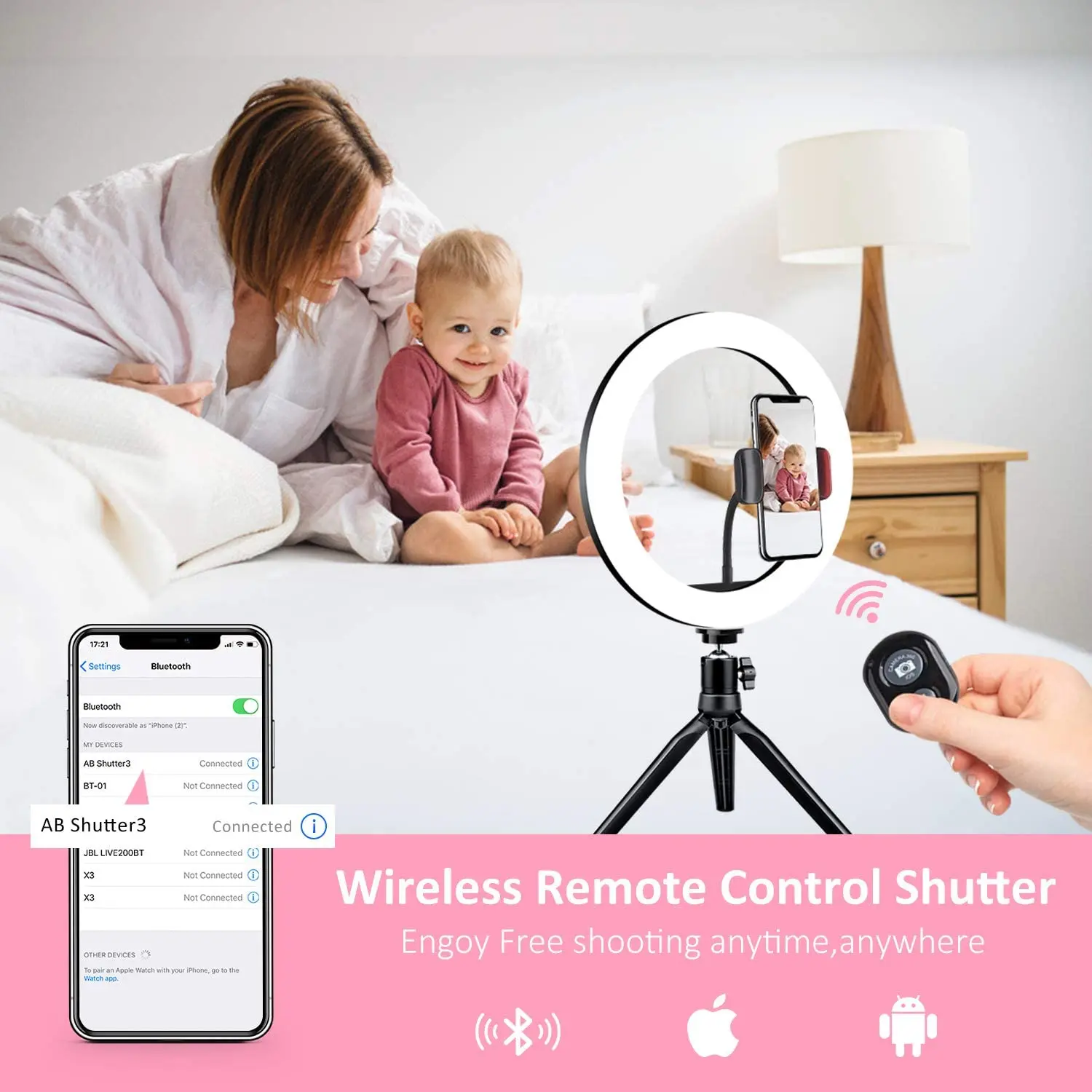 Кольцевая лампа для телефона кольцевой светильник со штативом фото Led Селфи Bluetooth