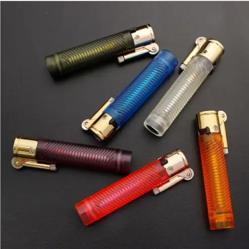 Оригинальная цилиндрическая прозрачная зажигалка с открытым огнем маленькая