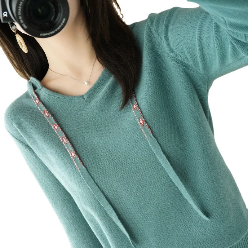 

2021 Spring and Autumn New Cotton Knit Hoodie Fashion and Comfortable Wide T-shirt Loose Base Sunscreen Sweatshirt