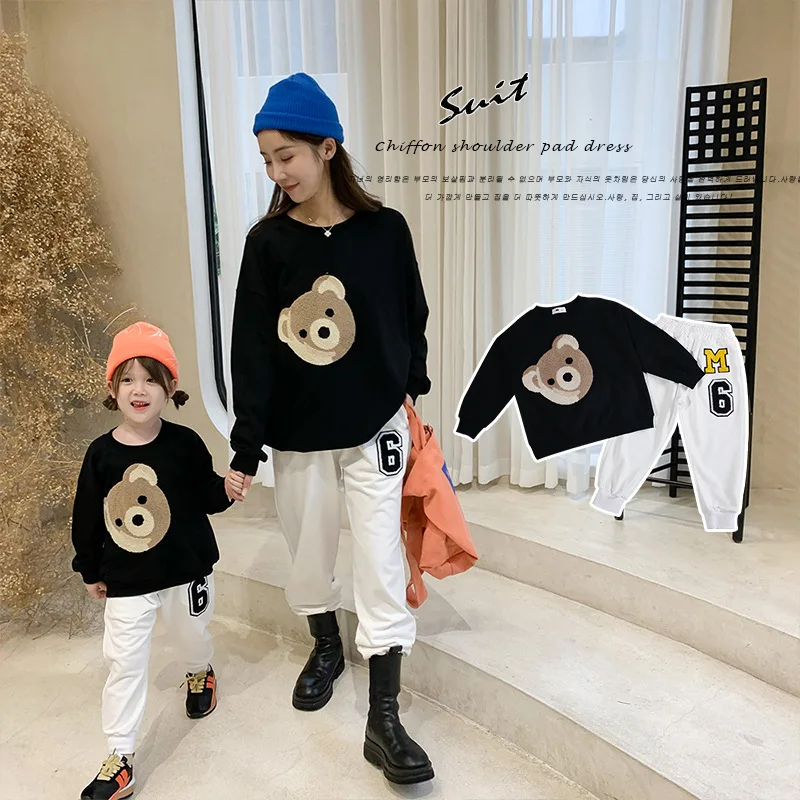 

Family Fashion Sets Mom And Kids Leisure Sports Suit Mother Daughter Son Matching Sweatshirt Suit Mommy and me Outfit Clothes