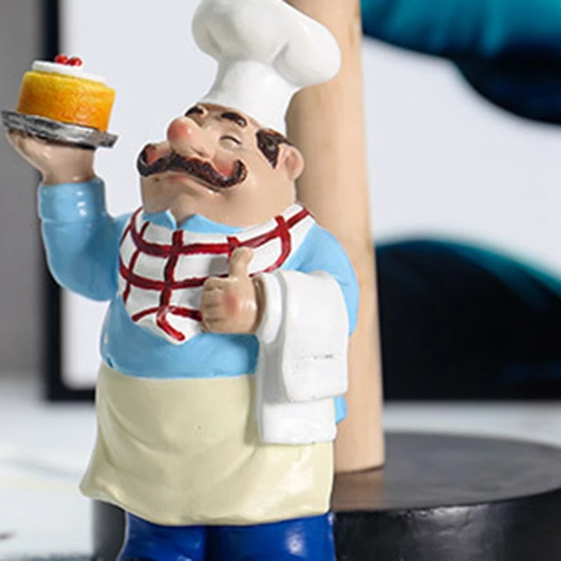

Promotion! Resin Chef Double-Layer Paper Towel Holder Figurines Creative Home Cake Shop Restaurant Crafts Decoration Ornament A