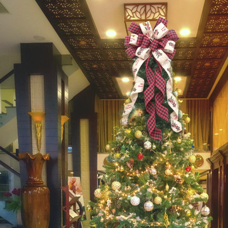 Decoraciones para &aacute;rbol de Navidad, lazos de cinta de lentejuelas de celos&iacute;a grande, adornos superiores colgantes de Navidad, fiesta de a&ntilde;o nuevo, decoraci&oacute;n de regalo de boda-2
