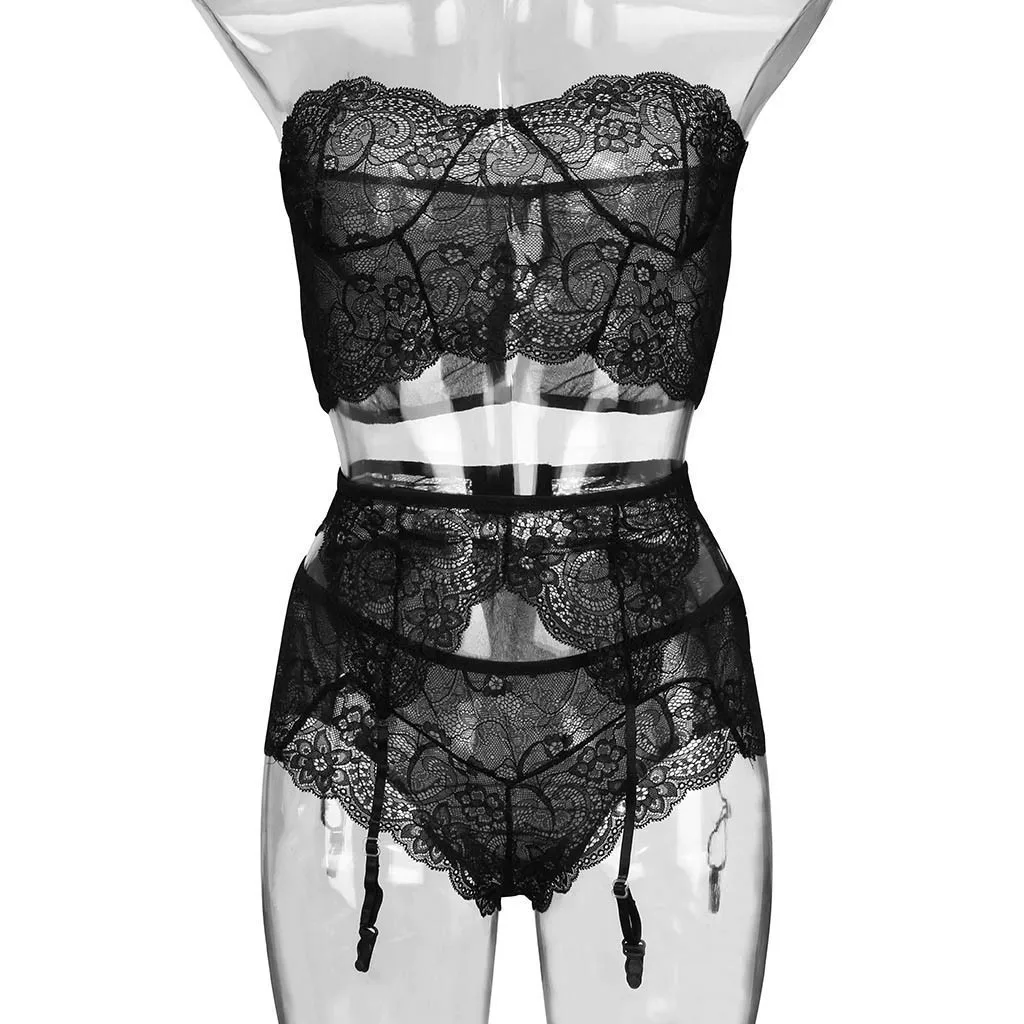 Новый кружевной Комплект Нижнего Белья беспроводной бюстгальтер с поясом для