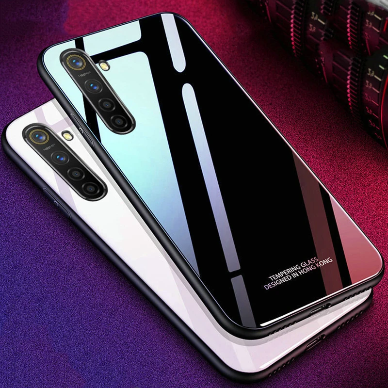 Глянцевый чехол из закаленного стекла для OPPO Realme X2 Pro мягкие силиконовые жесткие