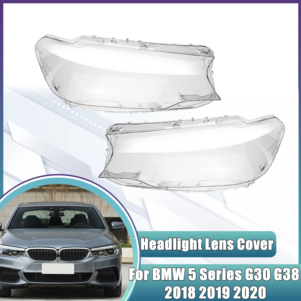 Cubierta de lente de faro delantero de coche, pantalla de lámpara de cristal de carcasa automática para BMW serie 5, G30, G38, 520i, 523i, 525i, 528i, 530i, 2018-2020