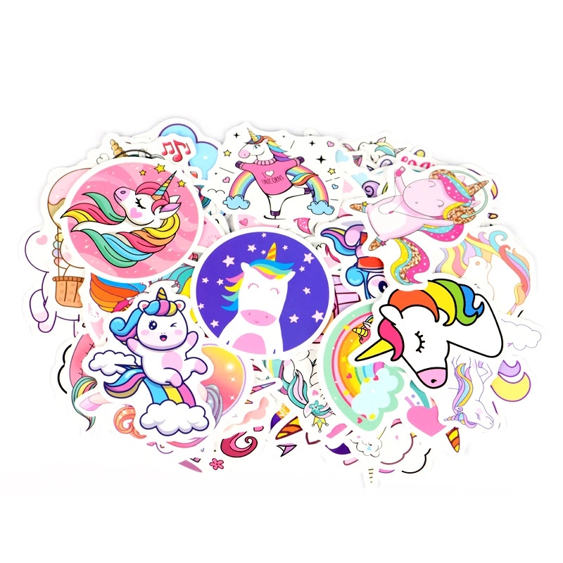Pegatinas impermeables para port&aacute;til, calcoman&iacute;as de guitarra con dibujos de unicornios y animales, DIY Graffiti a pegatina de equipaje, 100 Uds.-0