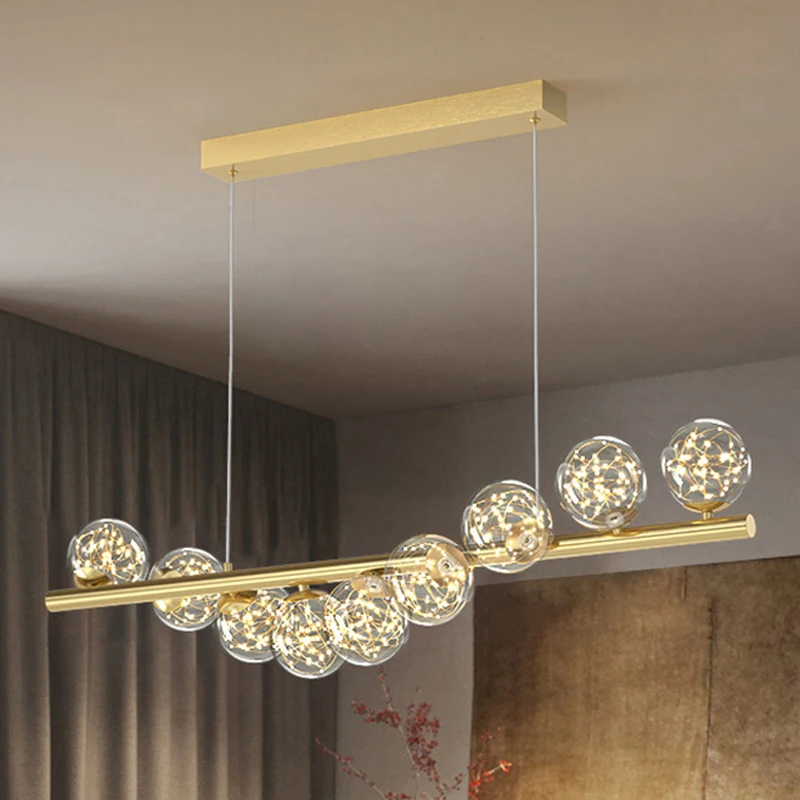 

Modern Gold LED Pendant Lamp Home Dining Room Bar Pendant Lights lndoor Lighting Hanging Light Gypsophila Decoration Luminairea